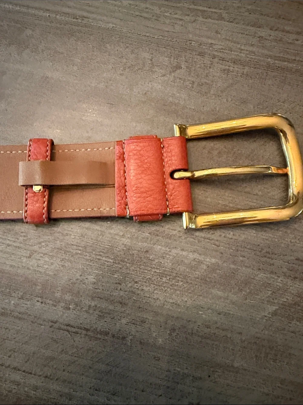 Prada Orange Leather Belt with Gold Hardware